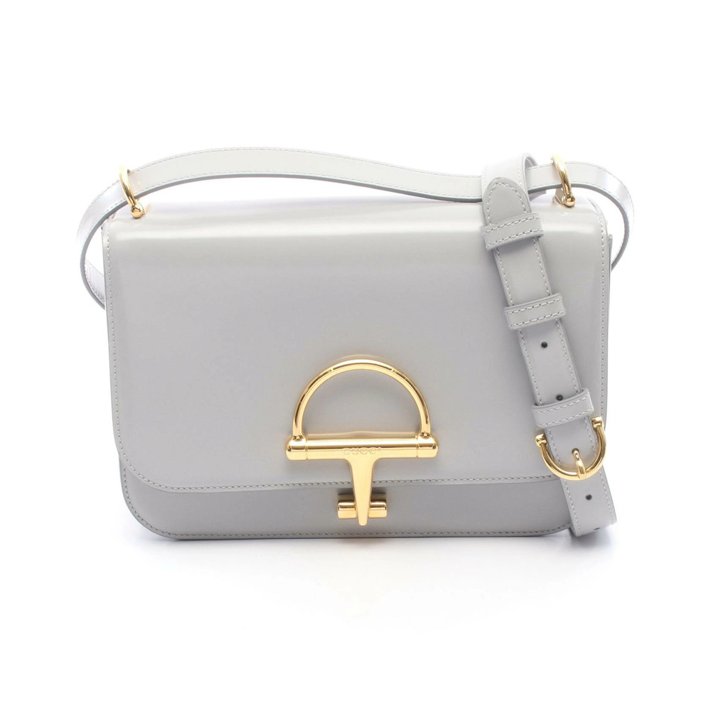 Gucci Stirrup Leather Flap Shoulder Bag Blue
